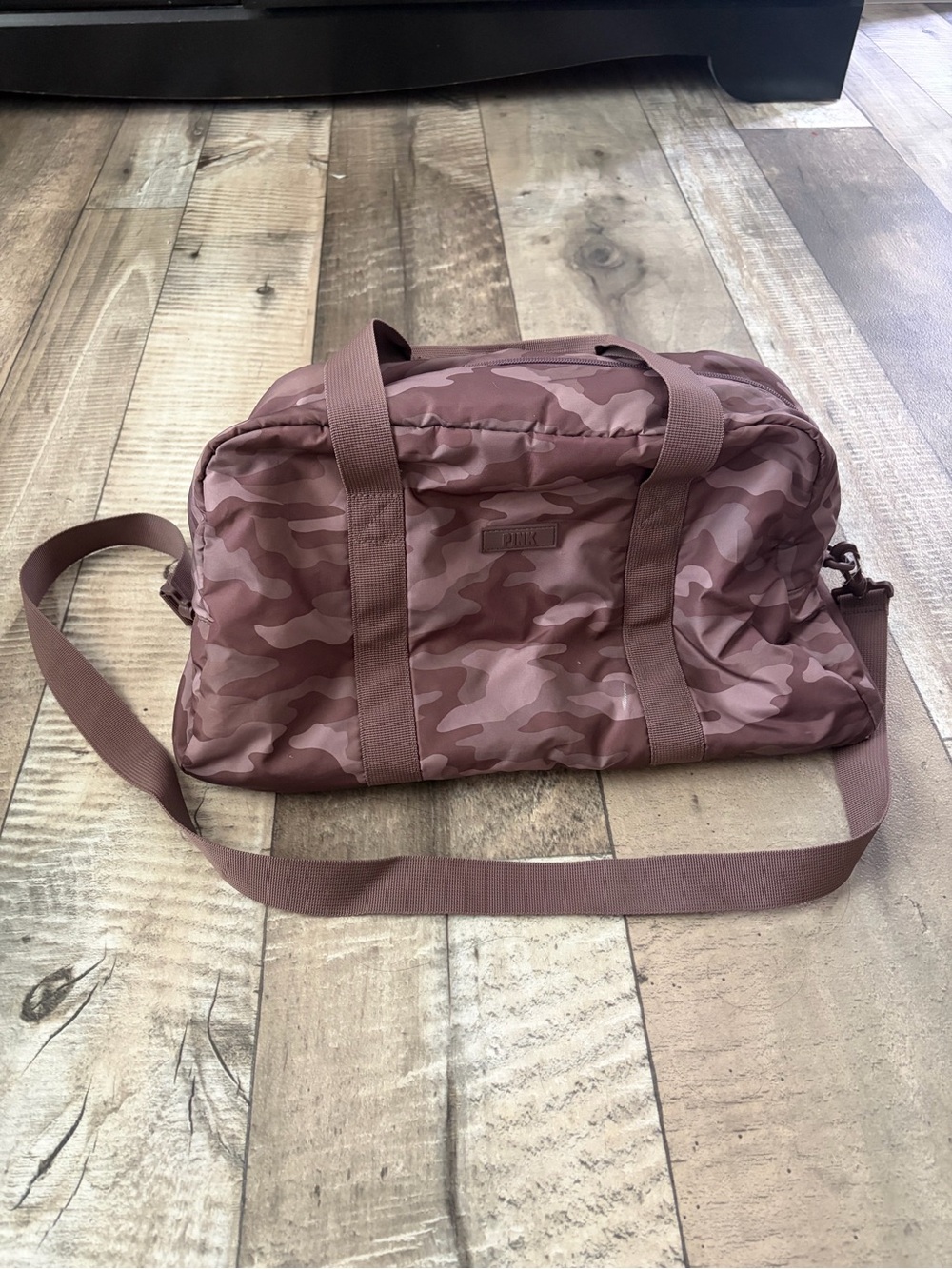 PINK Victoria's Secret Mauve Camo Duffel Bag with Adjustable Strap